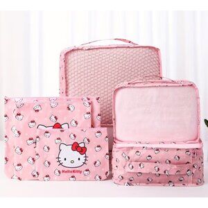 Hello Kitty 6-Piece Travel Packing Cubes Set Pink Luggage Organizer Bag Clothes